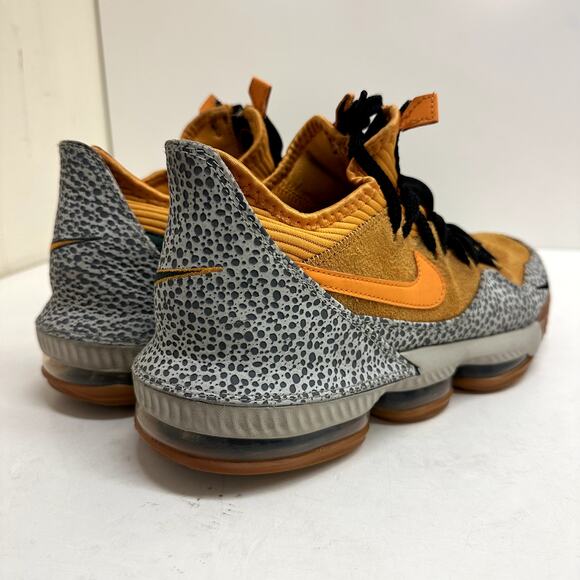 Nike LeBron 16 Low atmos Safari Orange Suede Elephant Print Men's Size 10 - Picture 7 of 12